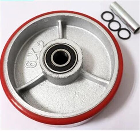 4/5/6/8 Inch Heavy-Duty Iron Core Casters Furniture Brake Universal Roller Red 1Pcs(Single with Bearing,6 Inch) in Saudi Arabia