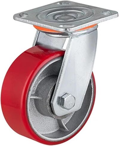 4/5/6/8 Inch Heavy-Duty Iron Core Casters Furniture Brake Universal Roller Red 1Pcs(Single with Bearing,6 Inch) in Saudi Arabia