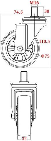 1pcs 3 بوصة m10/m12/m14/m16/m20 العجلة الشاملة مع بكرة رمح من المطاط الفرامل (m14- مع الفرامل) in Kuwait