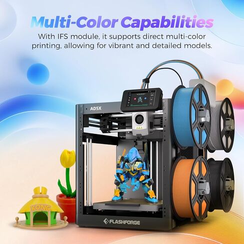 طابعة Flashforge Adventurer 5M ثلاثية الأبعاد للمبتدئين ، الطباعة السريعة 600 مم/ثانية ، محرك أقراص مباشر (280 درجة مئوية) ، المستوى التلقائي ، 8.7 "× 8.7" × 8.7 "لوحة بناء PEI - مثالية للمنزل والمدرسة والصناع in Kuwait