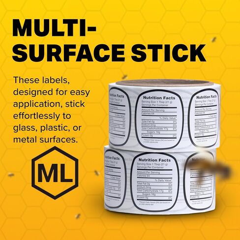 Mann Lake Nutrition Honey Labels, Self-Adhesive, Easy-to-Apply, Boost Honey Sales, Multi-Surface Applicable, Roll of 250, Small (1 5/8" x 1 15/16") in Saudi Arabia