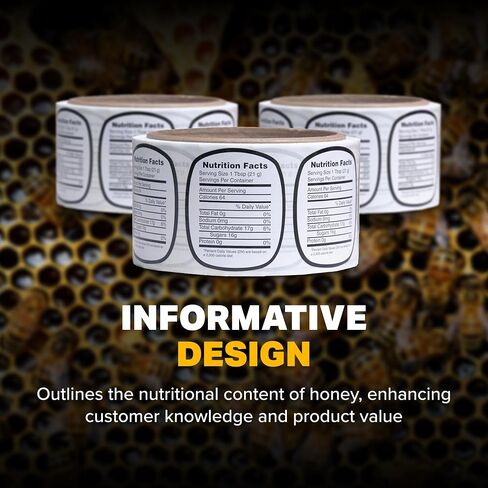 Mann Lake Nutrition Honey Labels, Self-Adhesive, Easy-to-Apply, Boost Honey Sales, Multi-Surface Applicable, Roll of 250, Small (1 5/8" x 1 15/16") in Saudi Arabia