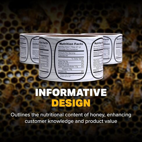 Mann Lake Nutrition Honey Labels, Self-Adhesive, Easy-to-Apply, Boost Honey Sales, Multi-Surface Applicable, Roll of 250, Small (1 5/8" x 1 15/16") in Saudi Arabia