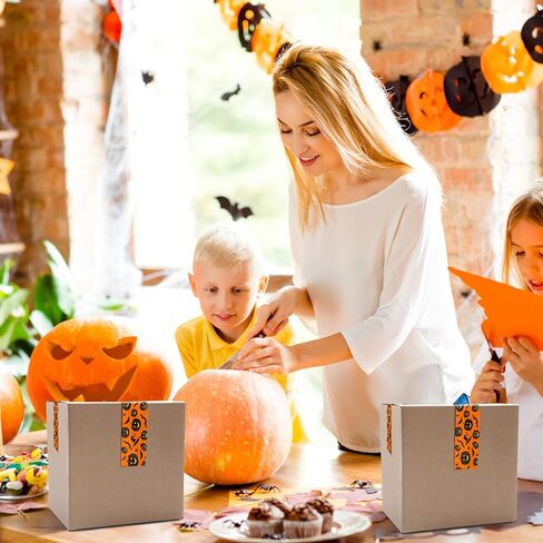 109 Yard Halloween Packing Tape Orange Black Pumpkin Decorative Sticky Wrapping Tape for DIY Crafts Small Business Sealing Boxes Mail Boxes in Saudi Arabia