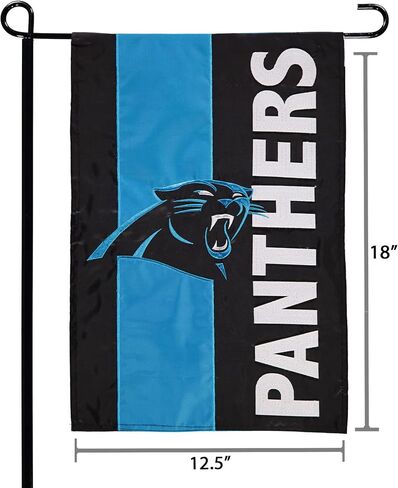 Team Sports America NFL Carolina Panthers agproidered logo flag gardique flag ، 12.5 × 18 بوصة ديكور داخلي في الهواء الطلق لعشاق كرة القدم in Saudi Arabia