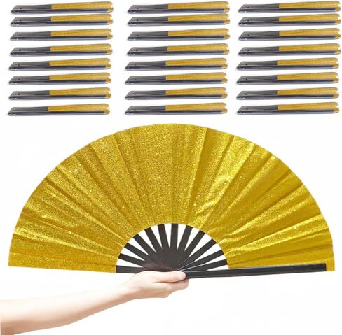 Fans for Line Dancing, 13.5inch Gold Folding Fan. Chinese Kung Fu Tai Chi Hand Fan for Men/Women. Suitable for dancing, parties, nightclubs, line dancing, festivals, performances, as gifts (gold) in Saudi Arabia