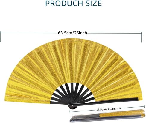 Fans for Line Dancing, 13.5inch Gold Folding Fan. Chinese Kung Fu Tai Chi Hand Fan for Men/Women. Suitable for dancing, parties, nightclubs, line dancing, festivals, performances, as gifts (gold) in Saudi Arabia