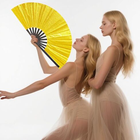Fans for Line Dancing, 13.5inch Gold Folding Fan. Chinese Kung Fu Tai Chi Hand Fan for Men/Women. Suitable for dancing, parties, nightclubs, line dancing, festivals, performances, as gifts (gold) in Saudi Arabia