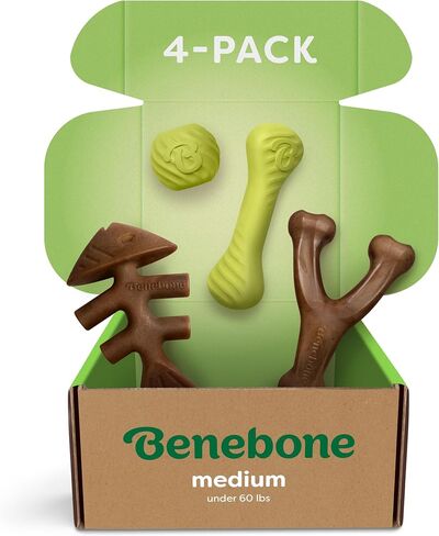 Benebone 2-Pack Indestructible Maplestick/Zaggler for Aggressive Chewers, Long Lasting Tough Boredom Breaker for Dogs, Real Bacon and Maple Wood Flavour, For Large Dogs, Made in the USA. in Kuwait