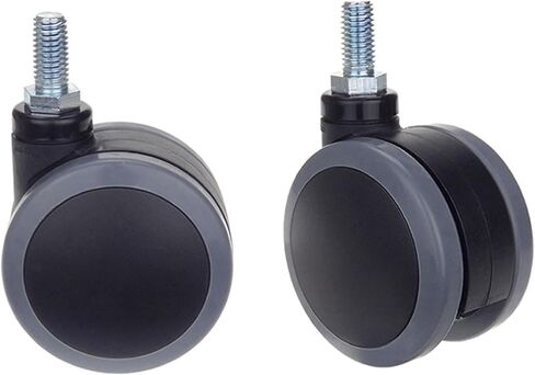 3 Inch Gray Casters Wheels,Screw M12x25mm Double PU Wheel,with Brake Or No Mute Wearable 2Pcs(No Brake) in Kuwait
