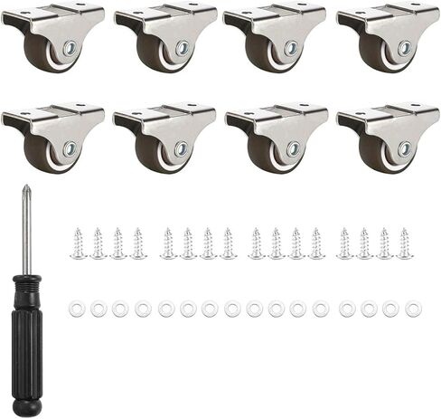Furniture Caster Wheels Low Profile Rubber Rolling Castor Wheels Mini Rigid Silent Caster Wheel 4Pcs(4 pcs Directional,1.25 inch) in Kuwait