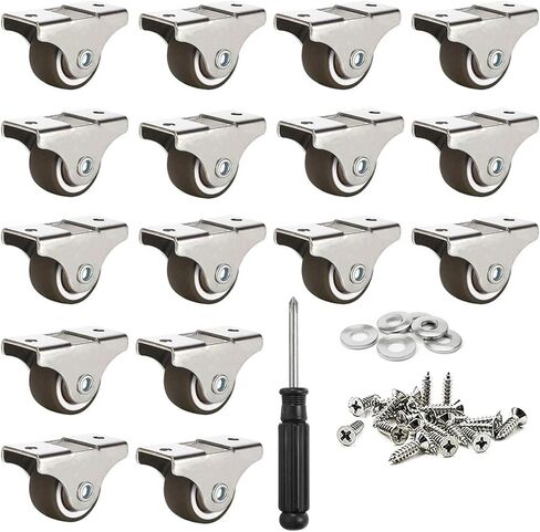 Furniture Caster Wheels Low Profile Rubber Rolling Castor Wheels Mini Rigid Silent Caster Wheel 4Pcs(4 pcs Directional,1.25 inch) in Kuwait