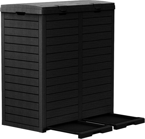 Vixzen 68Gallon Outdoor Trash Can with Lid,Waterproof Resin Waste Bin,Lightweight,Large Sturdy Garbage Bin for Patio,Kitchen,Backyard,Black in Kuwait