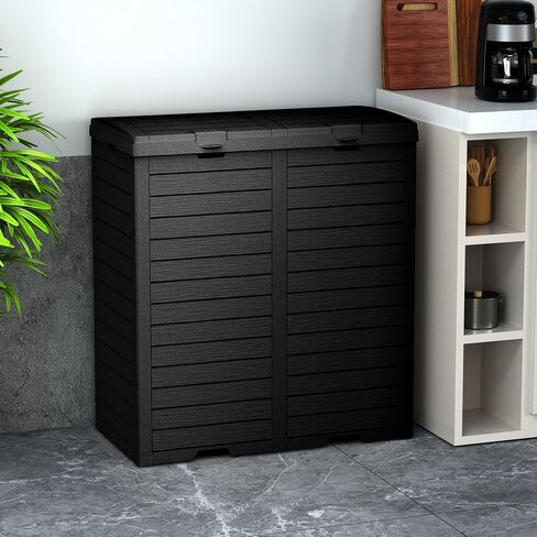Vixzen 68Gallon Outdoor Trash Can with Lid,Waterproof Resin Waste Bin,Lightweight,Large Sturdy Garbage Bin for Patio,Kitchen,Backyard,Black in Kuwait