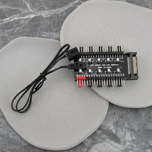 10 Way Fan Hub PWM PC Control Board 12V SATA للحصول على الطاقة مع اتصالات المروحة ذات 4 دبوس وكابل اتصال PWM in Saudi Arabia