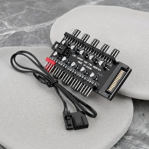 10 Way Fan Hub PWM PC Control Board 12V SATA للحصول على الطاقة مع اتصالات المروحة ذات 4 دبوس وكابل اتصال PWM in Saudi Arabia