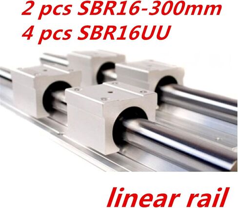 احترافية 2PCS SBR16 L 300 مم قضبان محامل خطية + 4pcs SBR16UU كتل تحمل الحركة الخطية in Saudi Arabia