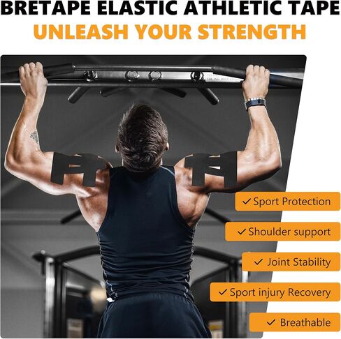 Precut Kinesiology Tape for Shoulder – 14 PCS Elastic Shoulder Support Tape, Waterproof & Breathable, Hypoallergenic Sports Tape for Pain Relief, Black in Saudi Arabia