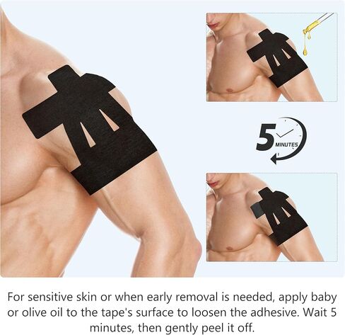 Precut Kinesiology Tape for Shoulder – 14 PCS Elastic Shoulder Support Tape, Waterproof & Breathable, Hypoallergenic Sports Tape for Pain Relief, Black in Saudi Arabia