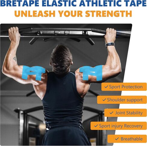 Precut Kinesiology Tape for Shoulder – 14 PCS Elastic Shoulder Support Tape, Waterproof & Breathable, Hypoallergenic Sports Tape for Pain Relief, Black in Saudi Arabia