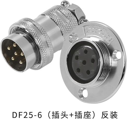 Aviation and socket GX/DF25-4/5/6/core 7-pin reverse round flange male female connector(DF25 6 core male female socket) in Saudi Arabia