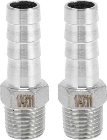 Stainless Steel Barb Fittings, 7/16" Barb 1/4 BSPT Male Hose Barb Tubing Connector for Air Water Oil Gas Fuel, 2 Pcs in Saudi Arabia