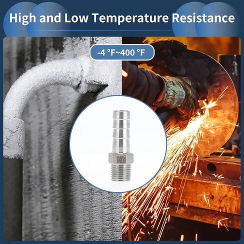 Stainless Steel Barb Fittings, 7/16" Barb 1/4 BSPT Male Hose Barb Tubing Connector for Air Water Oil Gas Fuel, 2 Pcs in Saudi Arabia
