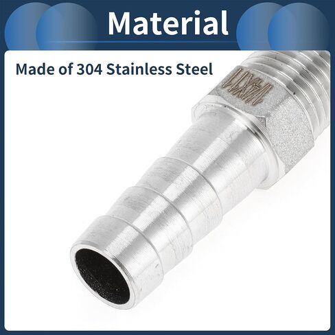 Stainless Steel Barb Fittings, 7/16" Barb 1/4 BSPT Male Hose Barb Tubing Connector for Air Water Oil Gas Fuel, 2 Pcs in Saudi Arabia