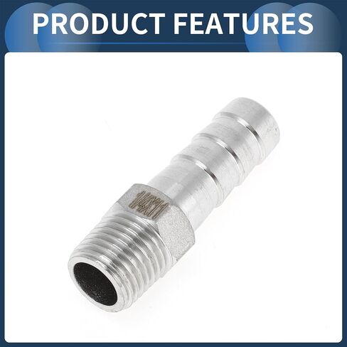 Stainless Steel Barb Fittings, 7/16" Barb 1/4 BSPT Male Hose Barb Tubing Connector for Air Water Oil Gas Fuel, 2 Pcs in Saudi Arabia