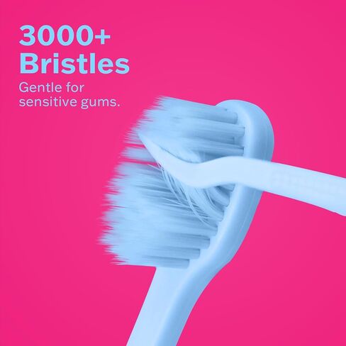 فرشاة أسنان مكونة من الخارج للبالغين البالغين-شعيرات لطيفة ، رأس زاوية عريضة للأسنان الخلفية ، قبضة غير مريحة غير قابلة للانزلاق ، مقبض خالي من BPA ، ملفوف بشكل فردي ، 4 عبوات (أزرق) in Kuwait