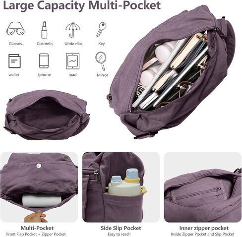 Canvas Crossbody Bag Messenger Bag for Women & Men Vintage Satchel with Multiple Pockets in Kuwait