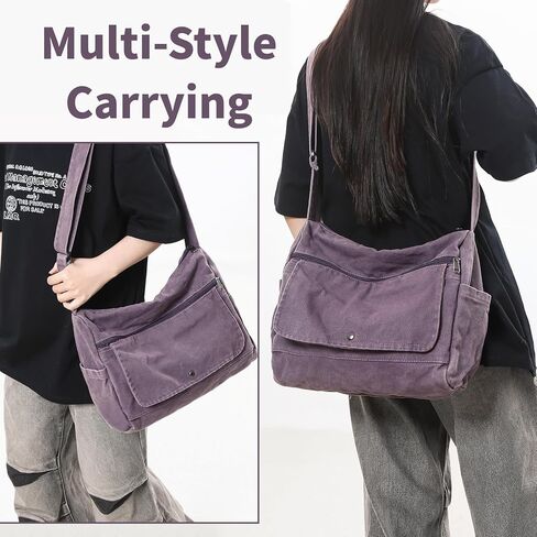 Canvas Crossbody Bag Messenger Bag for Women & Men Vintage Satchel with Multiple Pockets in Kuwait