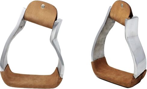 CHALLENGER Horse Saddle Twisted Angled Stirrups Aluminum Western Riding Leather Tread 51195 in Saudi Arabia