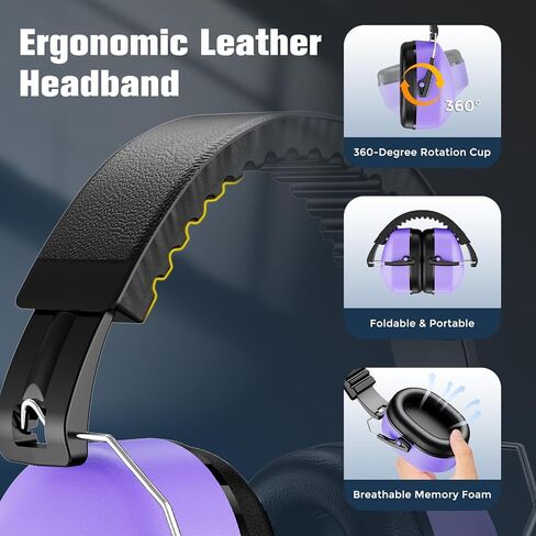 ProCase 2 Pack Ear Muffs for Noise Reduction SNR 32dB/NRR 26dB, Ear Hearing Protection for Adults/Kids, Autism Sensory Noise Cancelling Headphones for Work Shooting Gun Range -Black/Black in Saudi Arabia