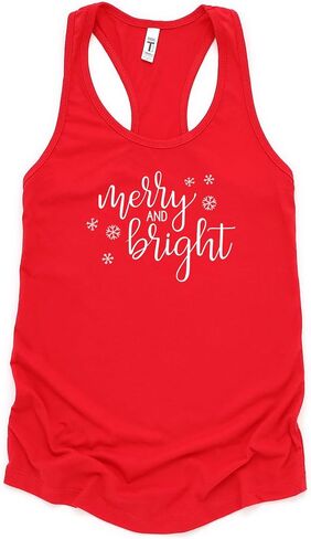 Merry & Bright Christmas Tank Top للنساء | دبابة تجريب عيد الميلاد | عيد الميلاد تجريب دبابة أعلى للنساء in Kuwait
