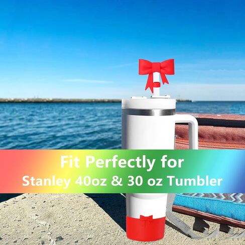 Stanley Tumbler Accessories Set Including 4 Pcs Siliocne Straw Covers Toppers Caps Tips for 10mm/0.4 in Stanley Cup Straws,2 Pcs Siliocne Bow Boot for Stanley Cup 40oz 30oz 20oz - Pink in Saudi Arabia