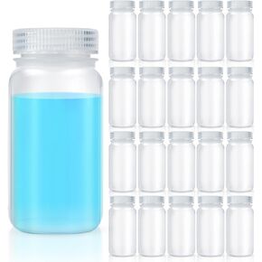Hoolerry 100pcs 16oz/ 500 مل من زجاجات البلاستيك زجاجات مختبر البولي بروبيلين على نطاق واسع زجاجات كاشف الفم واضحة حاويات تخزين السوائل مع أغطية حاويات إثبات تسرب لفصل المختبر in Kuwait