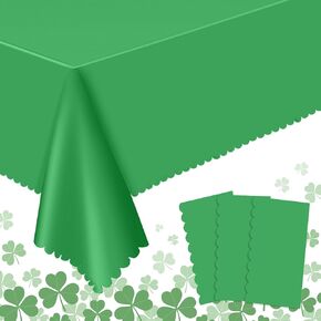 3 حزمة من البلاستيك المظلات الأخضر ، 54 × 108 بوصة قماشية قابلة للتصرف في الأسقلوب ، أغطية طاولات خضراء مقاومة للماء لدش الزفاف دش الطفل شاي حديقة عيد ميلاد حفلة in Kuwait