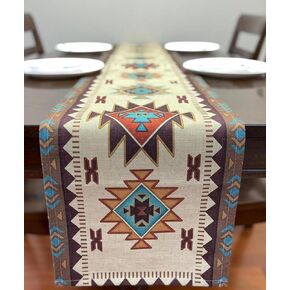 طاولة عداء جنوب غرب المستطيل الهندسي 70 × 13 بوصة الجدول إعداد ديكور للحديقة مزرعة حفل زفاف حفل عشاء المنزل ديكور المنزل بياضات القطن in Kuwait