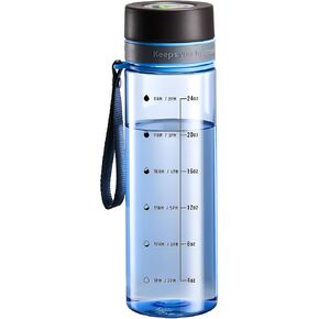 Plastic Water Bottles, 28oz Clear Water Bottle with Measurements, Wide Mouth Water Bottle with Strap, Gym Water Bottles for Men (Grey) in Kuwait