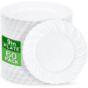 U-QE 100 Pieces White Plastic Plates - 6 Inch White Disposable Plates - Washable & Reusable - Premium Hard Dessert Plates - Party Supplies for Birthdays, Celebrations, Travel, Wedding,Party and Events in Saudi Arabia
