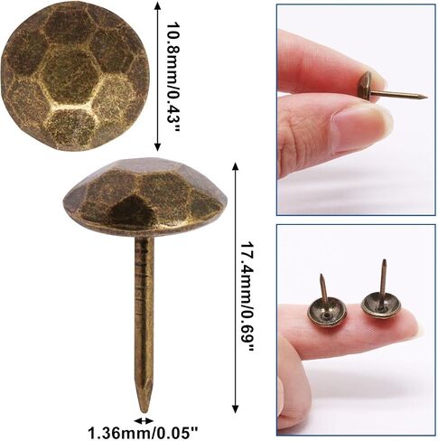 Upholstery Tacks, Decorative Nails Thumb Tacks Small Metal Upholstery Nails for Wood Upholstery Pins Vintage Furniture Tacks Unique (11x17mm, Matte Black, 120pcs) in Saudi Arabia
