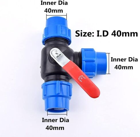 توقف صمام ، صمام الكرة النحاسي Core Valve 3-Way Connector T-Ty-Type PVC Fast Connection (40mm) in Kuwait