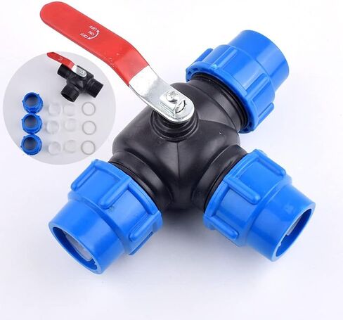 توقف صمام ، صمام الكرة النحاسي Core Valve 3-Way Connector T-Ty-Type PVC Fast Connection (40mm) in Kuwait