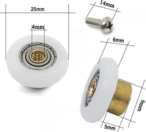 4pcs x Shower Door Rollers,Roller Diameter 19/23/25mm for The Bathroom Pan Glass Sliding Door Pulleys/Runners/Wheels (19mm) in Saudi Arabia