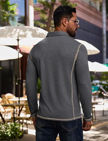 رجال طويل الأكمام قميص بولو قميص قميص غولف غولف كلاسيكي القمصان Lightweigt pullover مع جيب in Kuwait