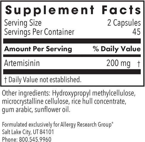 Allergy Research Group Artemisinin 200mg - 90 Vegetarian Capsules in Saudi Arabia