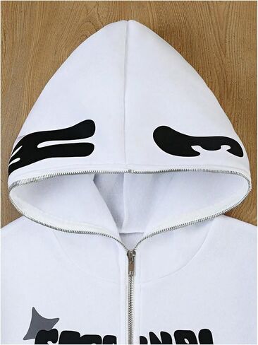 GORGLITTER Boy's Y2K Hoodie Graphic Lettter Print Zip Up Long Sleeve Fashion Jacket Hooded Sweatshirt in Saudi Arabia