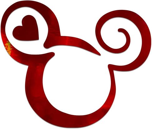 Mouse Head Heart Outline Vinyl Secal Notebook Laptop 5.5 "x 4.5" (Red Holographic) in Kuwait