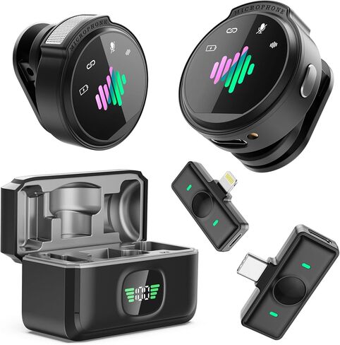 Mini Microphone, 3 in 1 Wireless Lavalier Microphones for iPhone, iPad, Camera and Android Devices, Noise Reduction Lapel Mic in Saudi Arabia